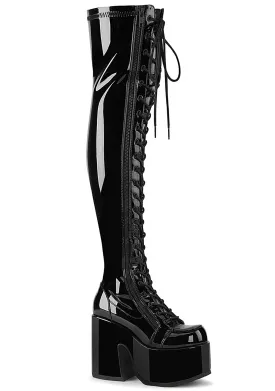 CAMEL 300 Mistress May I Patent Black Platform Boots