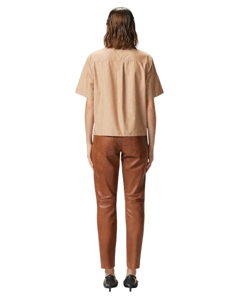 Camicia Bowling in Popeline di Cotone a Righe Verticali