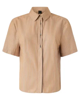 Camicia Bowling in Popeline di Cotone a Righe Verticali