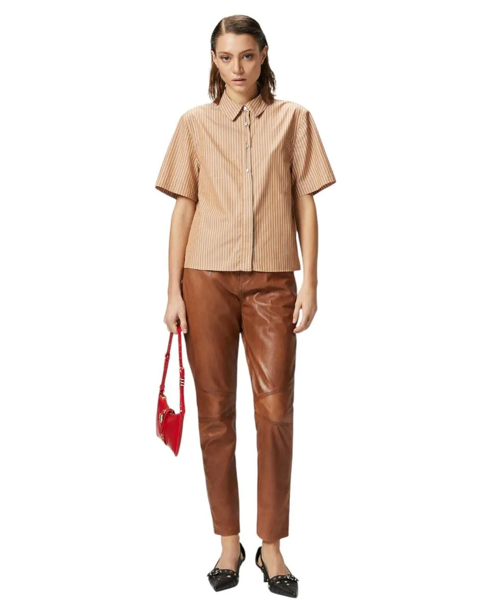 Camicia Bowling in Popeline di Cotone a Righe Verticali