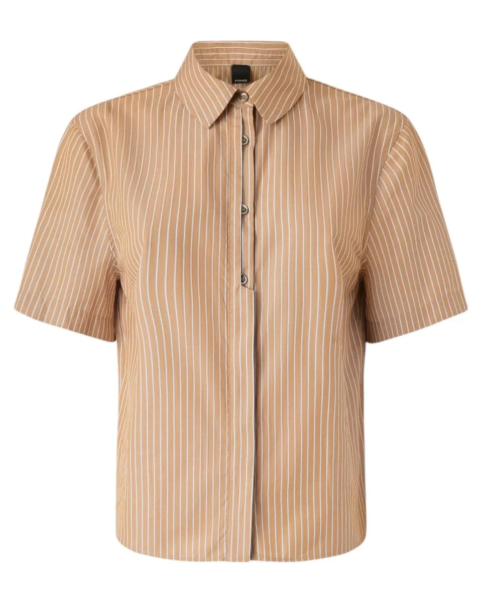 Camicia Bowling in Popeline di Cotone a Righe Verticali