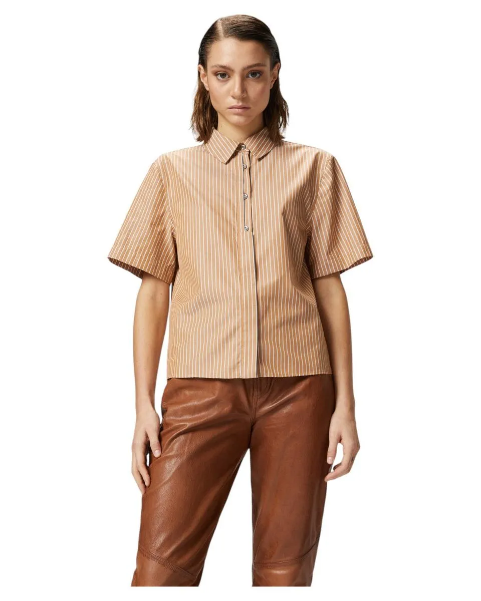Camicia Bowling in Popeline di Cotone a Righe Verticali