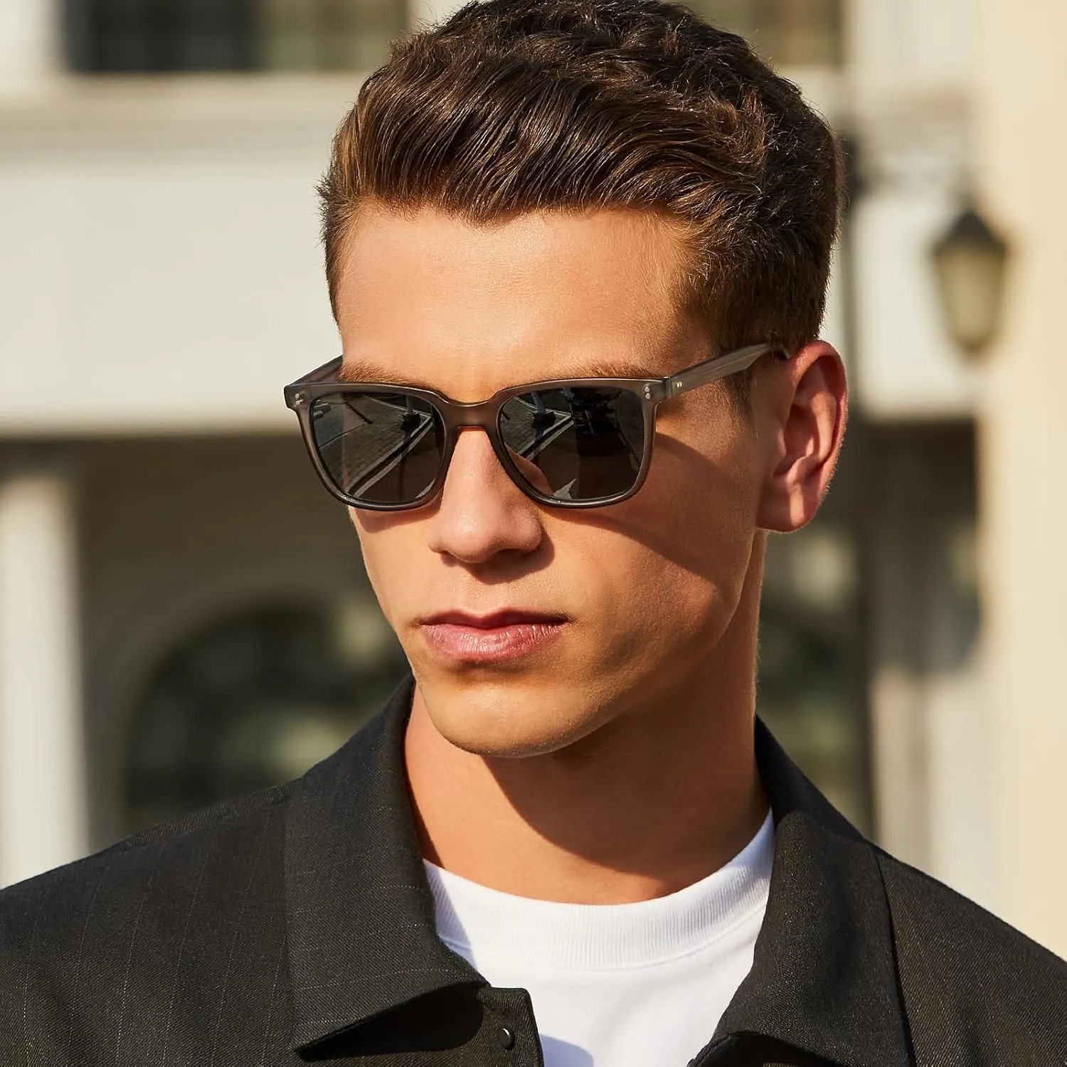 CARFIA Retro Acetate Polarized Sunglasses for Men UV400 Protection Driving Outdoor Anti-Glare Sun Glasses CA5354WS