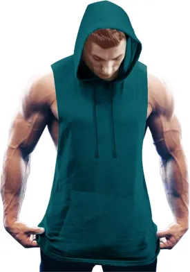 COOFANDY Men's Workout Hooded Tank Tops Bodybuilding Muscle Cut Off T Shirt Sleeveless Gym Hoodies
