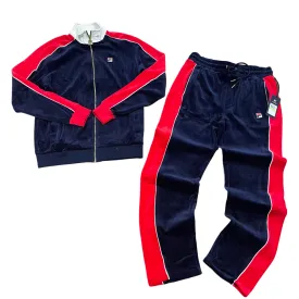 Fila  CIMA VELOUR TRACKSUIT Men’s - NAVY / RED CREAM