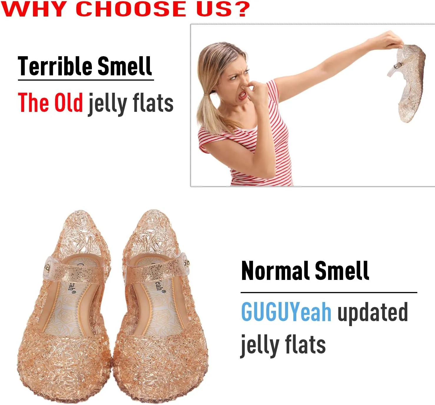 GUGUYeah Princess Costumes Jelly Flats Shoes, Cosplay Birthday Party Dress Up Sandals for Little Girls, Toddler or Kids