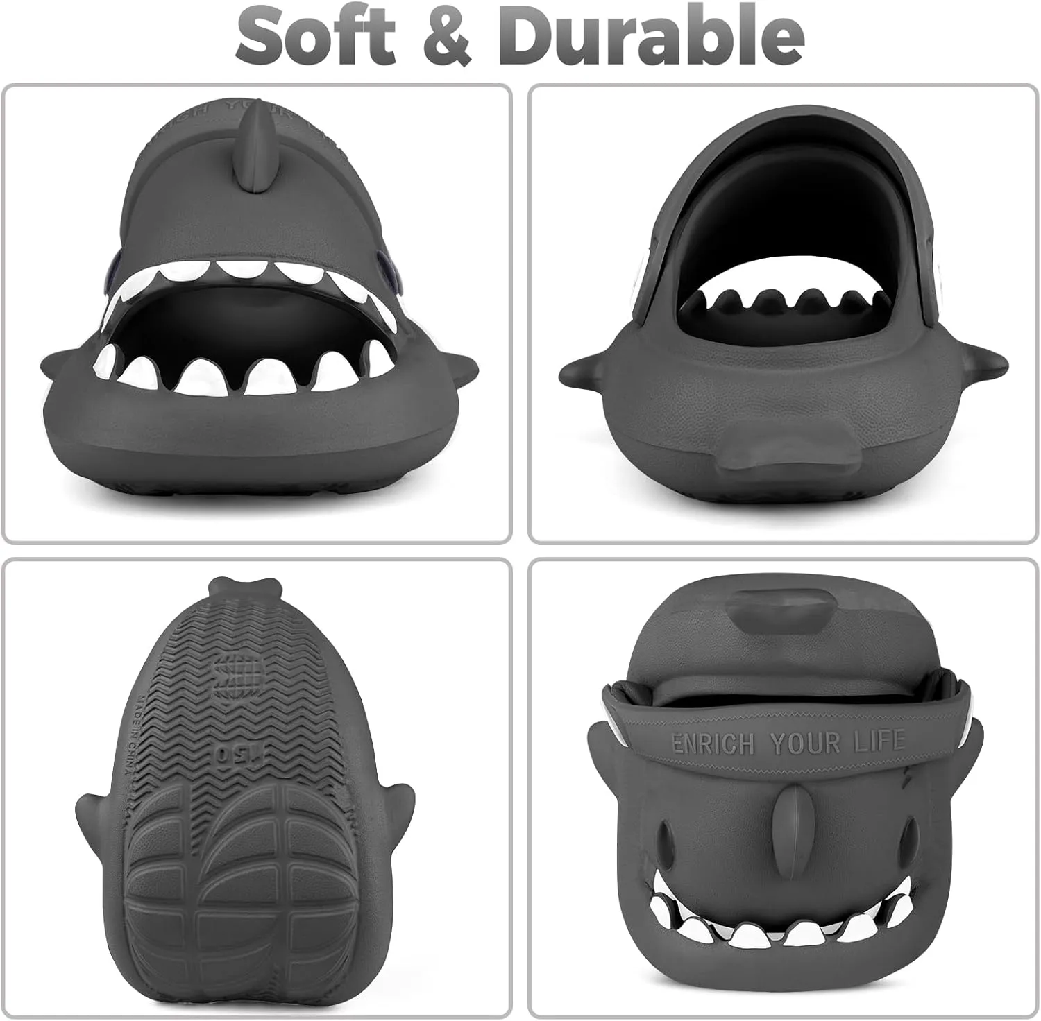 Kids Shark SlidesPillow Shower Sandals Quick Dry SlippersToddler Boys Girls Comfy Cloud SlidesSummer Non-Slip Thick Sole Beach Pool shoes