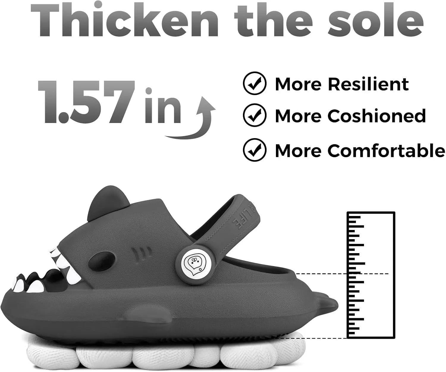 Kids Shark SlidesPillow Shower Sandals Quick Dry SlippersToddler Boys Girls Comfy Cloud SlidesSummer Non-Slip Thick Sole Beach Pool shoes