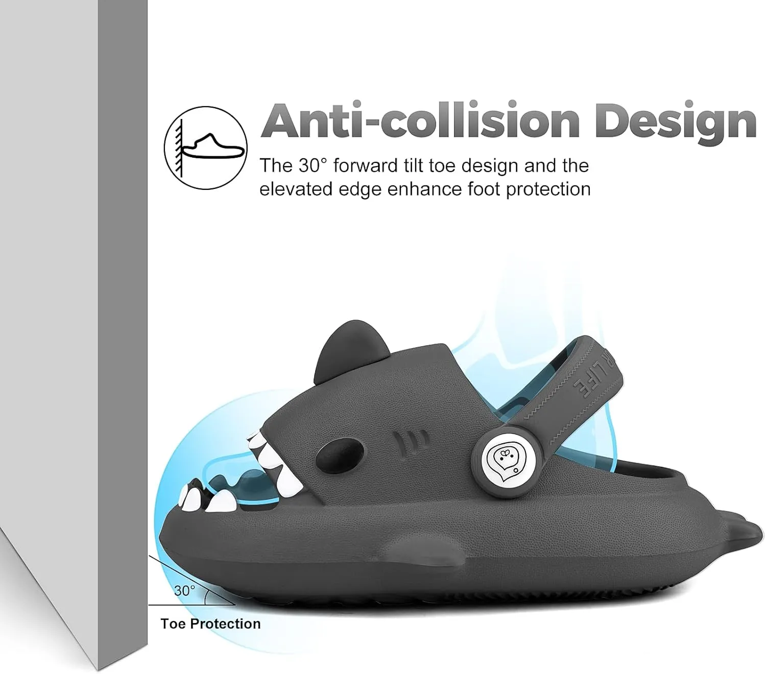 Kids Shark SlidesPillow Shower Sandals Quick Dry SlippersToddler Boys Girls Comfy Cloud SlidesSummer Non-Slip Thick Sole Beach Pool shoes
