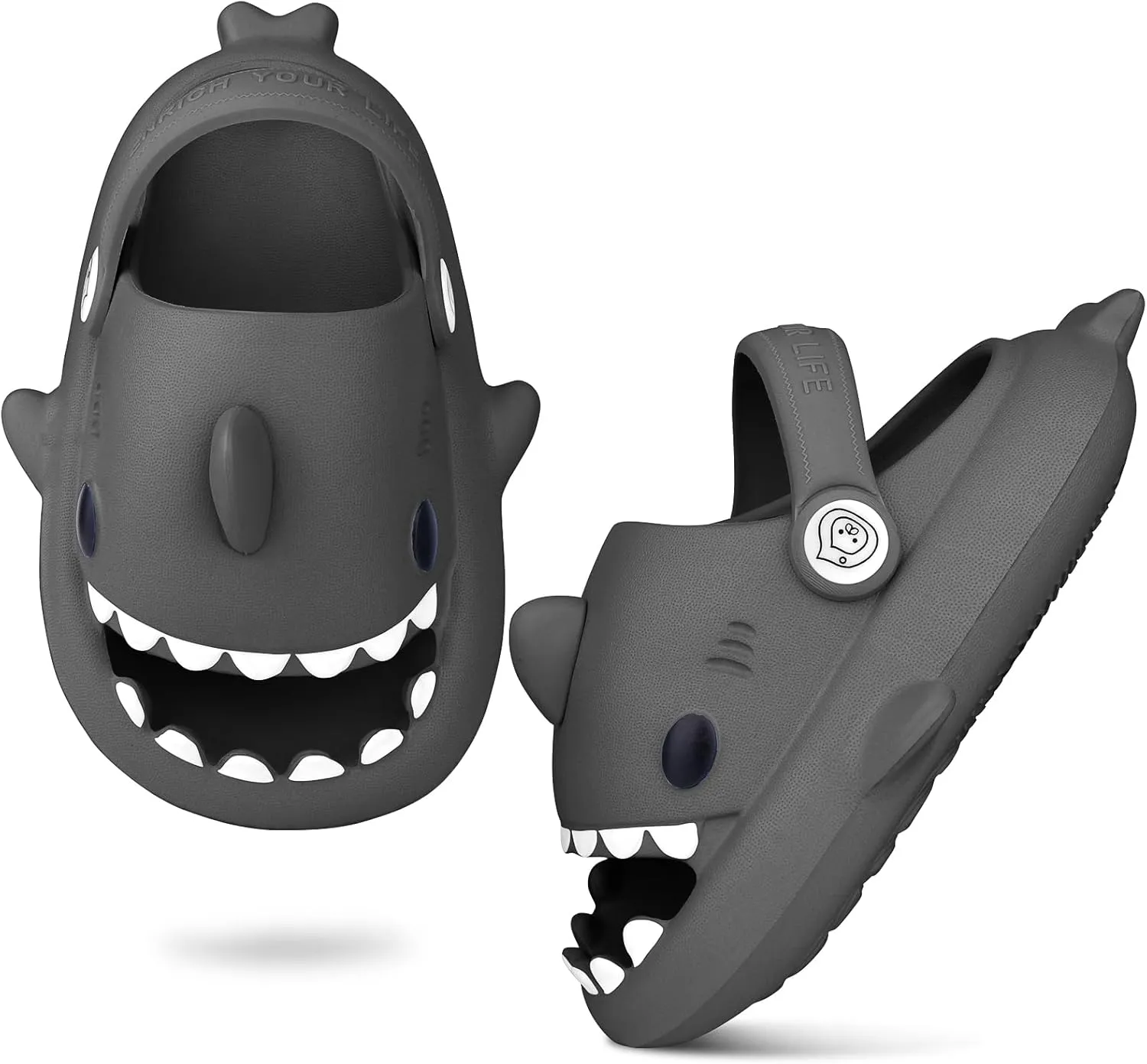 Kids Shark SlidesPillow Shower Sandals Quick Dry SlippersToddler Boys Girls Comfy Cloud SlidesSummer Non-Slip Thick Sole Beach Pool shoes