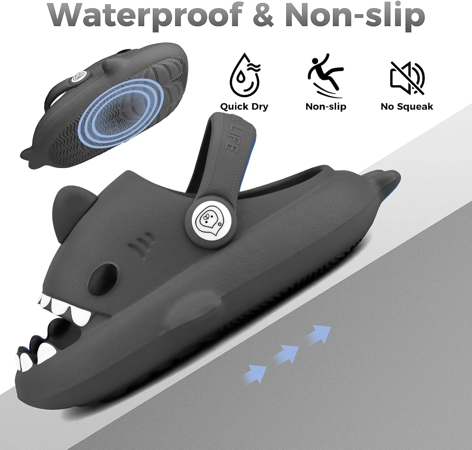 Kids Shark SlidesPillow Shower Sandals Quick Dry SlippersToddler Boys Girls Comfy Cloud SlidesSummer Non-Slip Thick Sole Beach Pool shoes