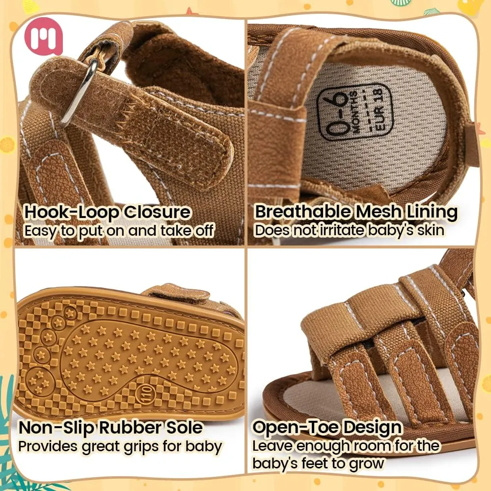 Meckior Baby Infant Boy Girl Sandals Newborn Non-Slip Soft Rubber Sole Sandals for Baby Boys Open-Toe Outdoor Casual Summer First Walkers Shoes