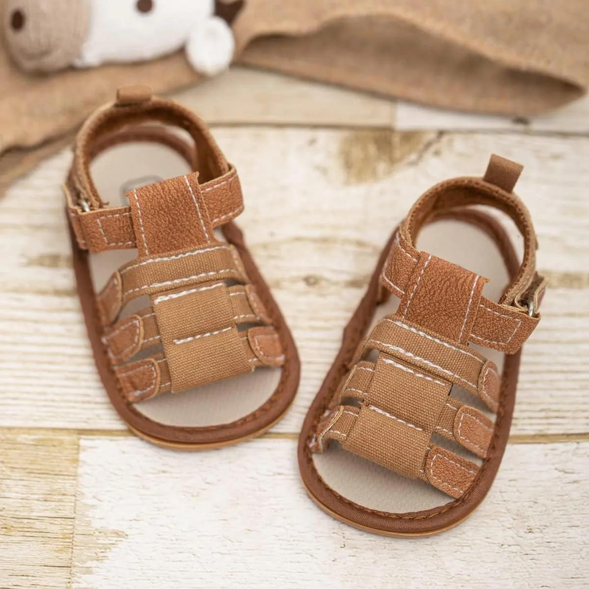 Meckior Baby Infant Boy Girl Sandals Newborn Non-Slip Soft Rubber Sole Sandals for Baby Boys Open-Toe Outdoor Casual Summer First Walkers Shoes