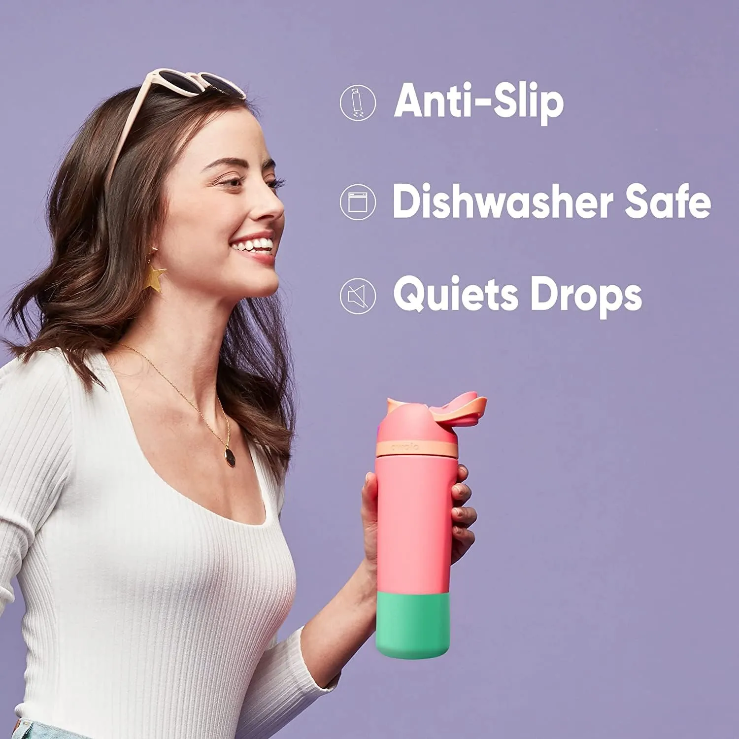 Owala Silicone Water Bottle Boot, Anti-Slip Protective Sleeve for Water Bottle, Protects FreeSip or Flip Stainless Steel Water Bottles, 24 Oz, Bright Pink