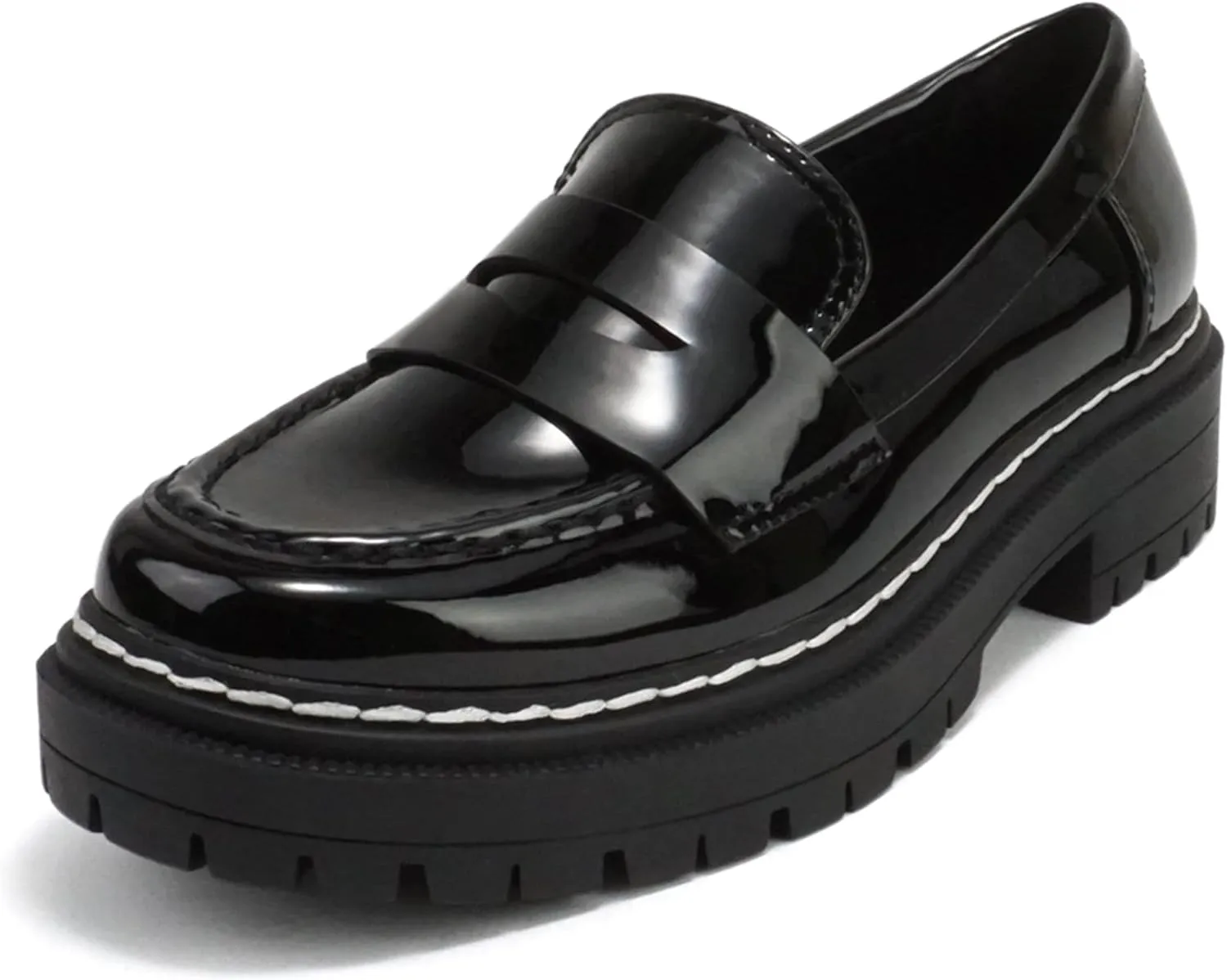 Soda Eureka ~ Women Slip On Platform Penny Loafer Lug Sole with Stitched Detail