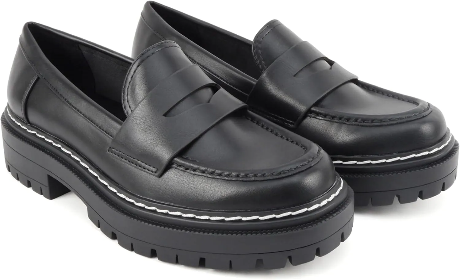Soda Soho ~ Women Slip On Platform Heel Lug Sole Penny Loafer
