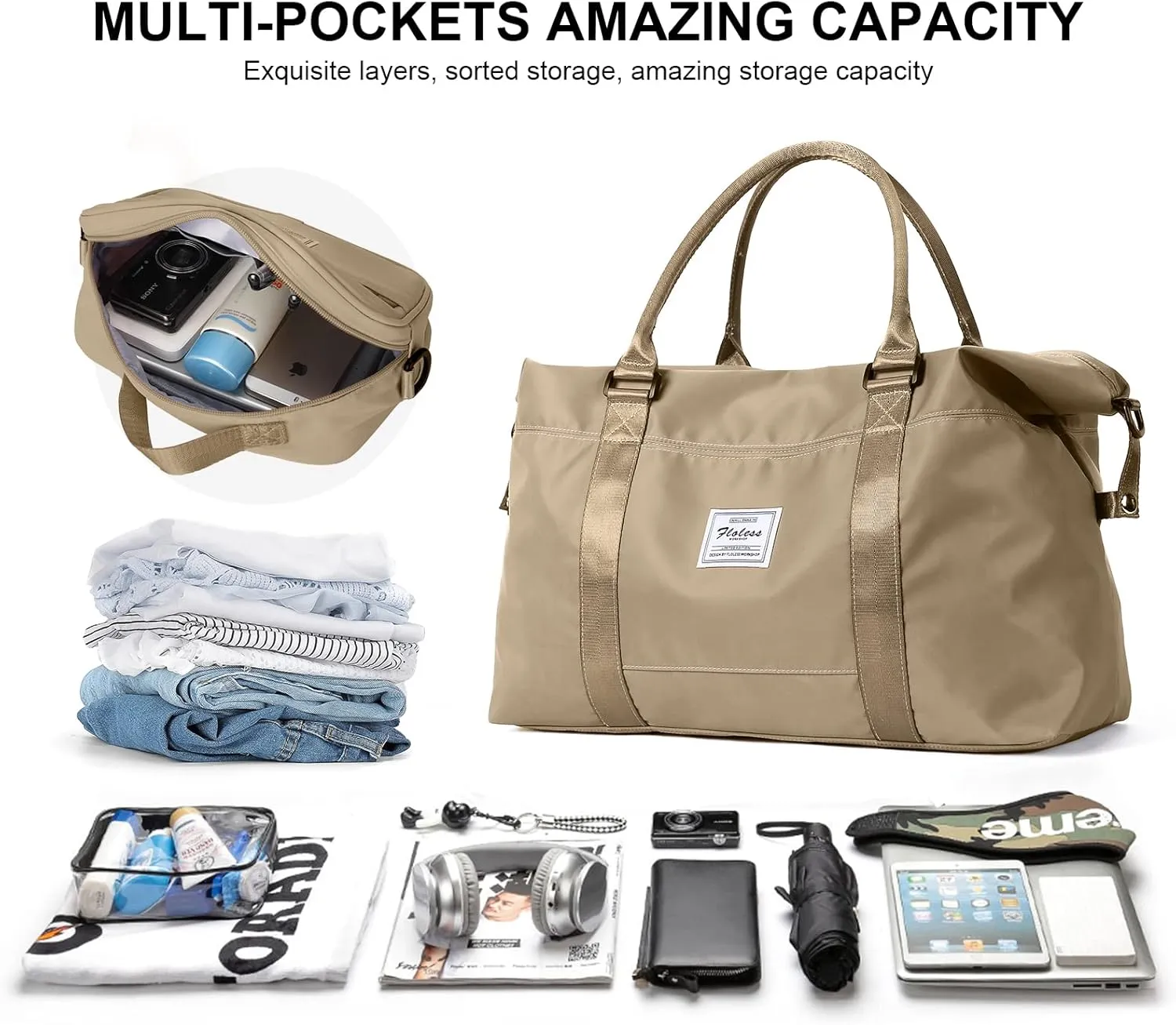 Travel Duffel Bag,Sports Tote Gym Bag,Shoulder Weekender Overnight Bag for Women