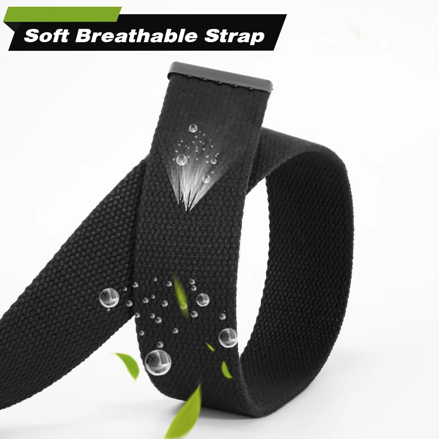 WHIPPY Canvas Web Belt Flip-Top Solid Black Military Buckle Fully Adjustable Mens Webbing Belts Cut To Fit