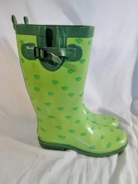 Womens  CAPELLI NEW YORK TURTLE ANIMAL PRINT Wellies Rain Boots Gumboots 8 GREEN